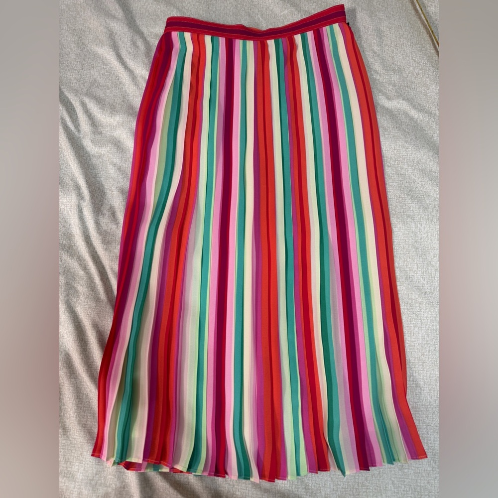 J Crew Rainbow Striped Women's Pleated Skirt